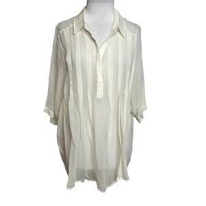 NWOT Sundance sheer silk tunic top cream Sz L